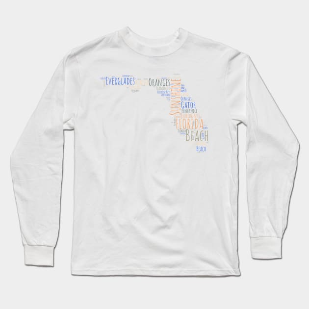 Colorful Florida Map Typography Long Sleeve T-Shirt by JanesCreations